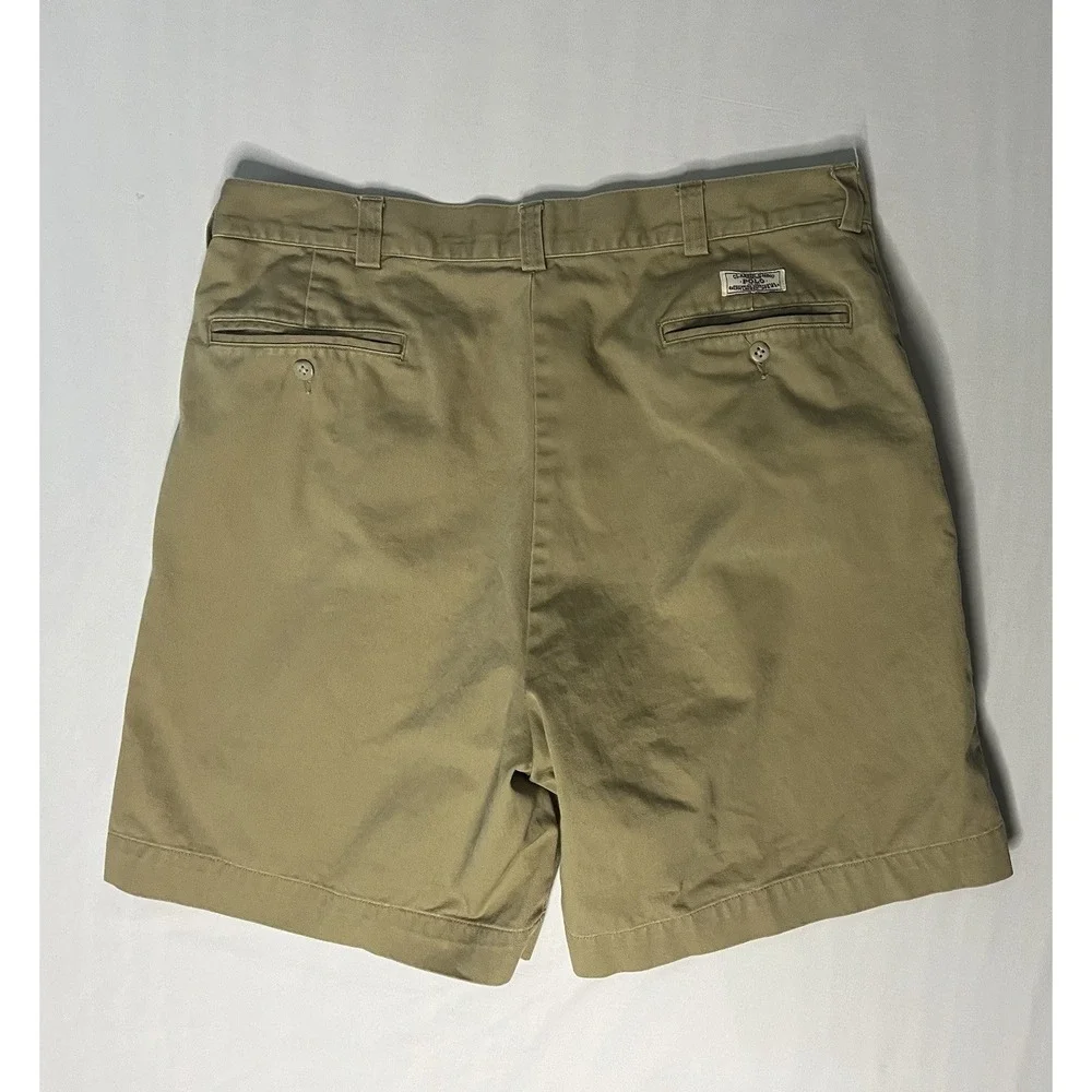Vintage Polo Ralph Lauren Philip Chino Shorts Men's 36 Beige Flat Front Cotton